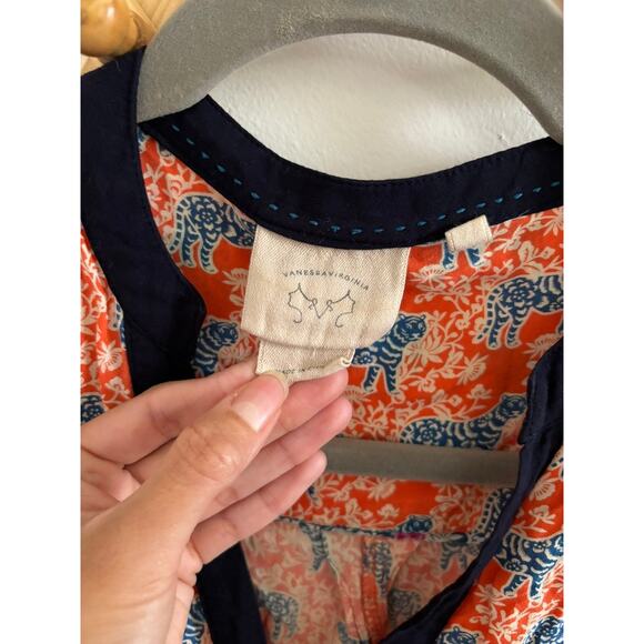 Anthropologie Top Women's 4 Vanessa Virginia Honore Tiger Popover Blouse - Picture 6 of 10